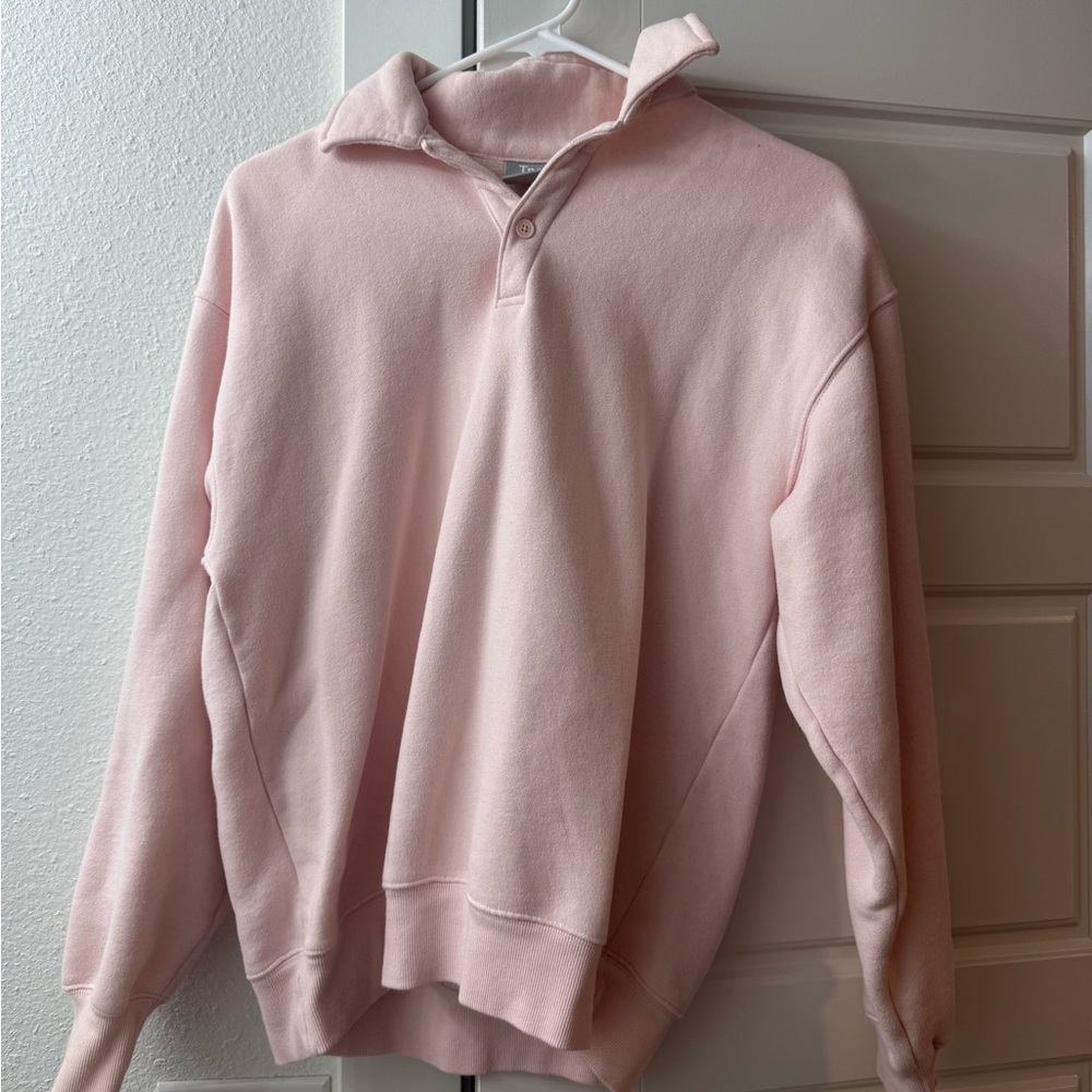TNA Light Pink Cozy Polo Sweatshirt